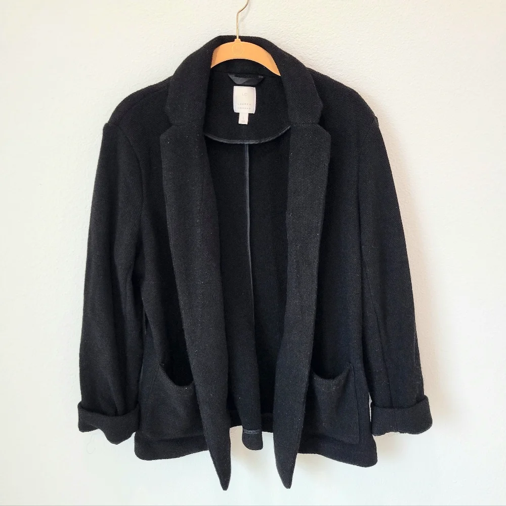 Lauren Conrad Black Open Collared Cardigan Sweater Women's‎ L